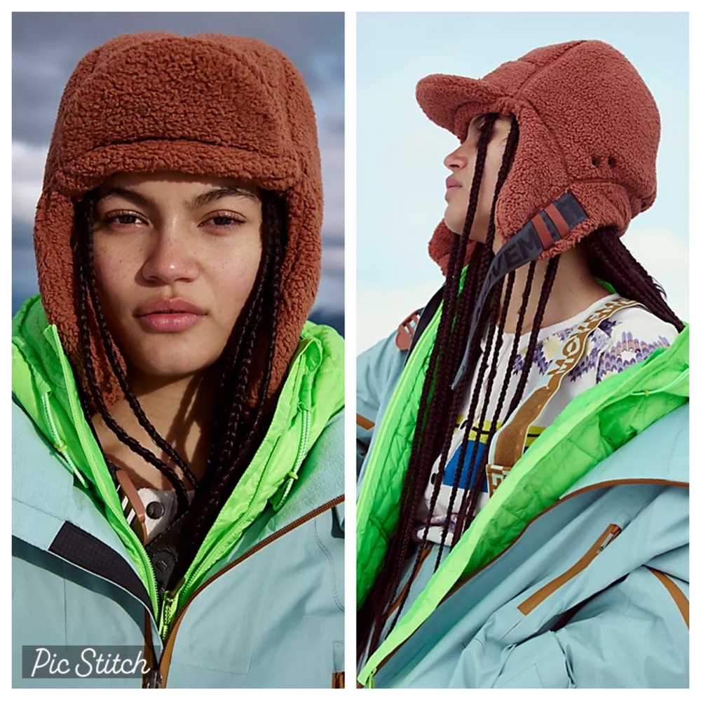 Free People FP Movement Ascend Fleece Redwood Trapper Hat NWT
